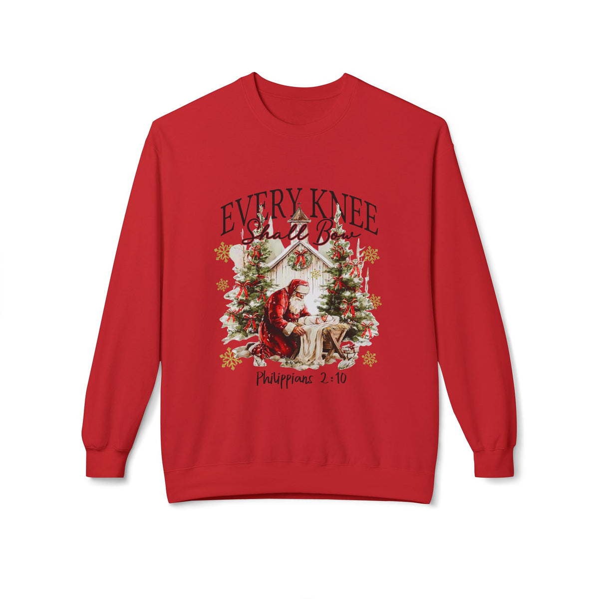 Crewneck Sweatshirt - "Every Knee Shall Bow" Christmas Nativity Sweatshirt (Philippians 2:10)