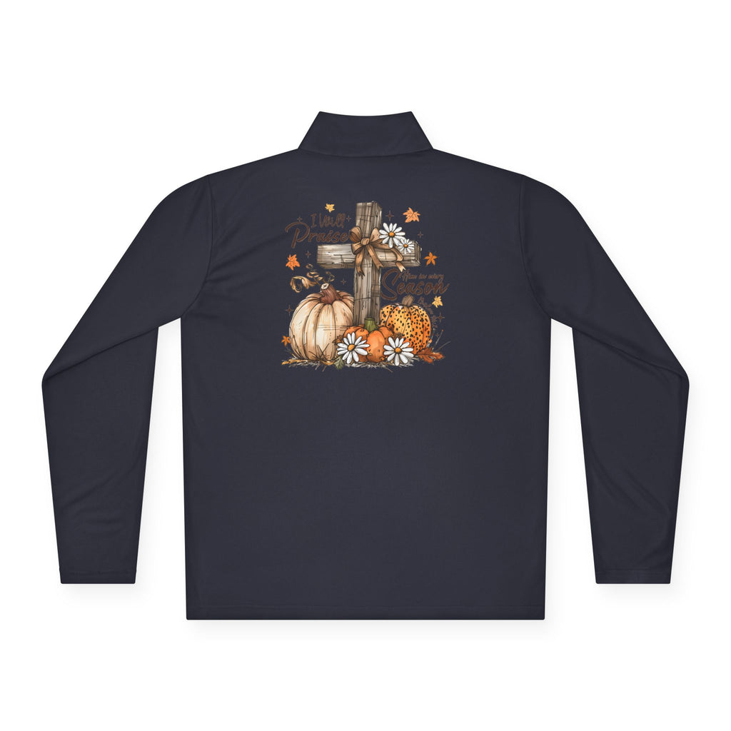 Autumn Cross & Pumpkins Quarter-Zip Pullover