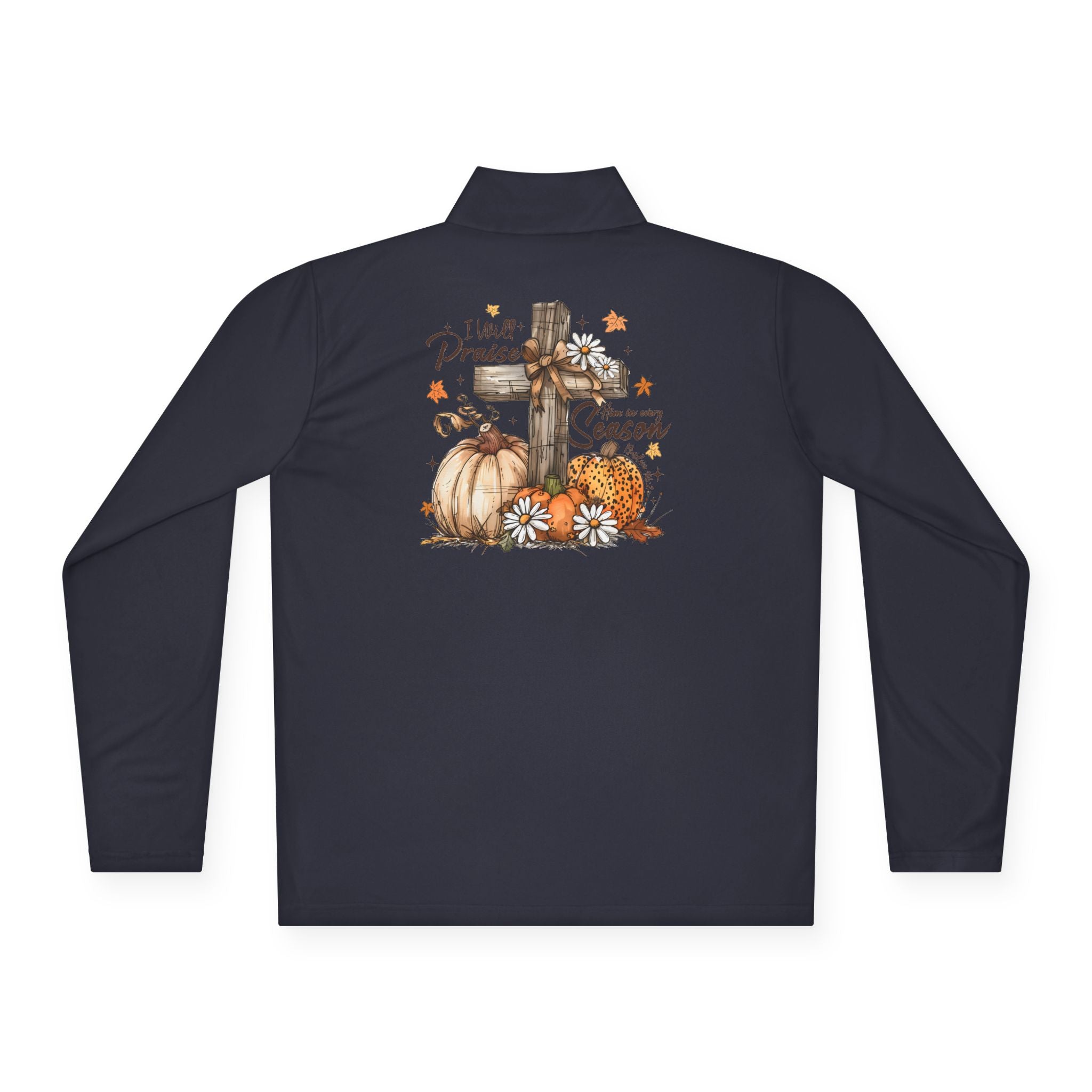 Autumn Cross & Pumpkins Quarter-Zip Pullover
