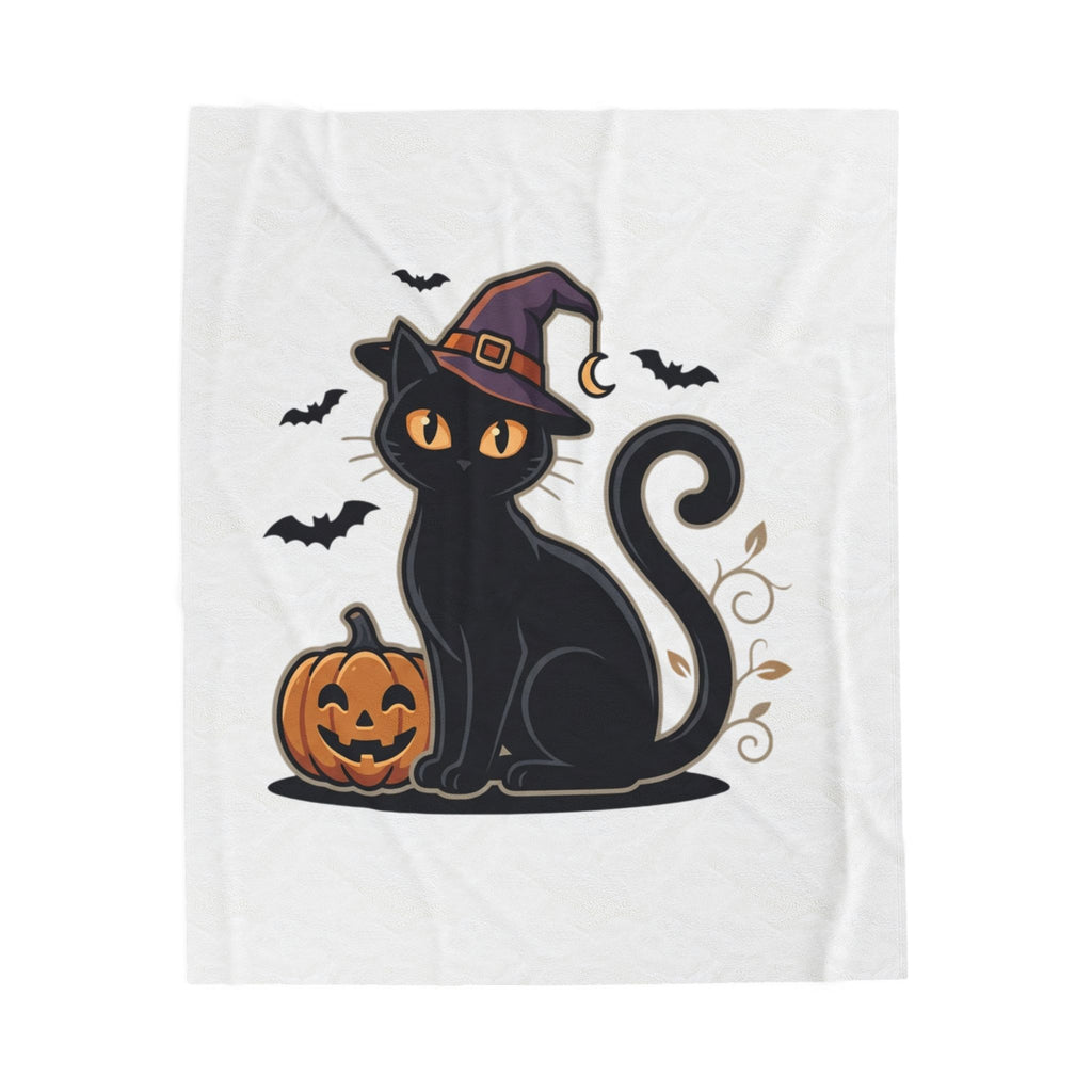 Halloween Black Cat Velveteen Plush Blanket