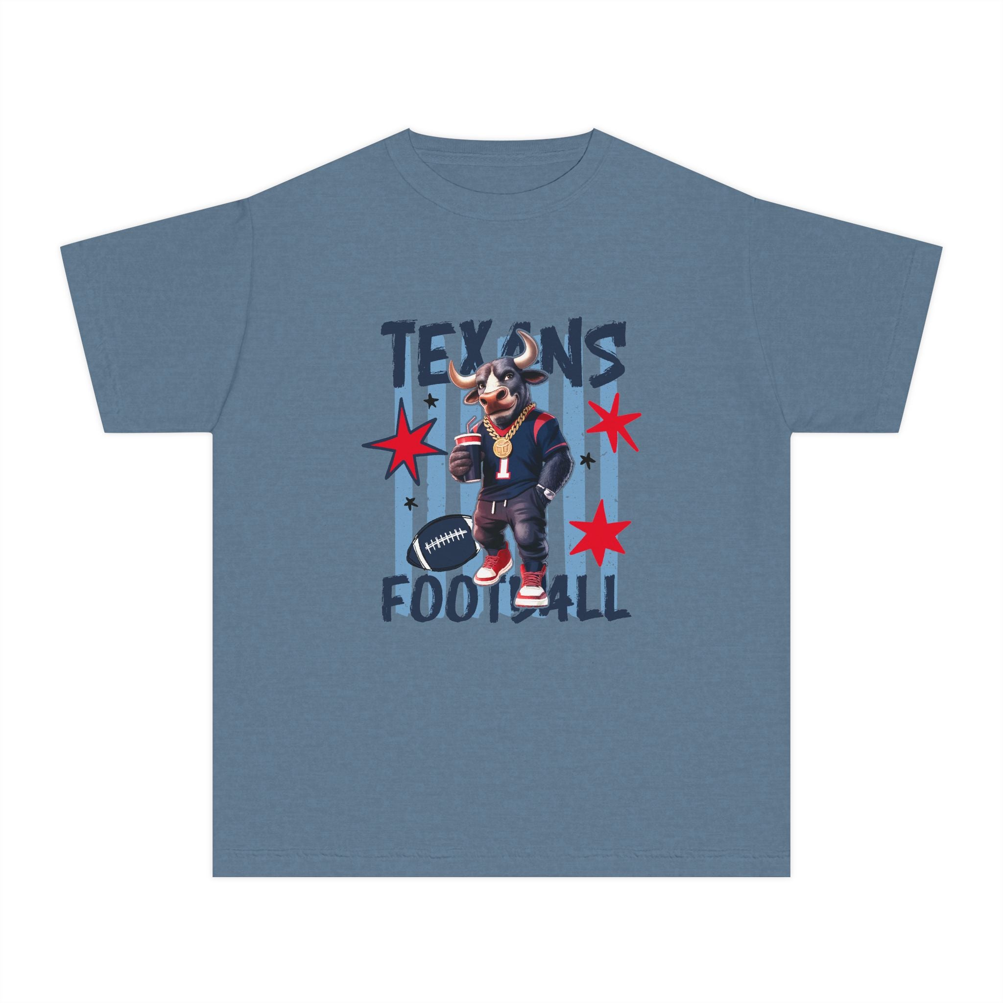 Youth Football Tee — "Texans Football" Mascot Graphic