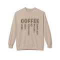 Christian Coffee Crewneck Sweatshirt — COFFEE Vertical Message Leopard Print