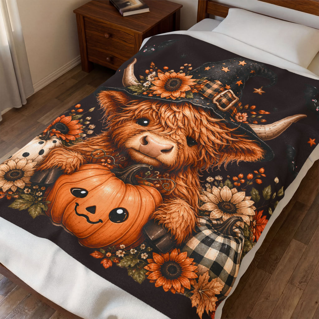 Velveteen Plush Blanket- Highland Cow