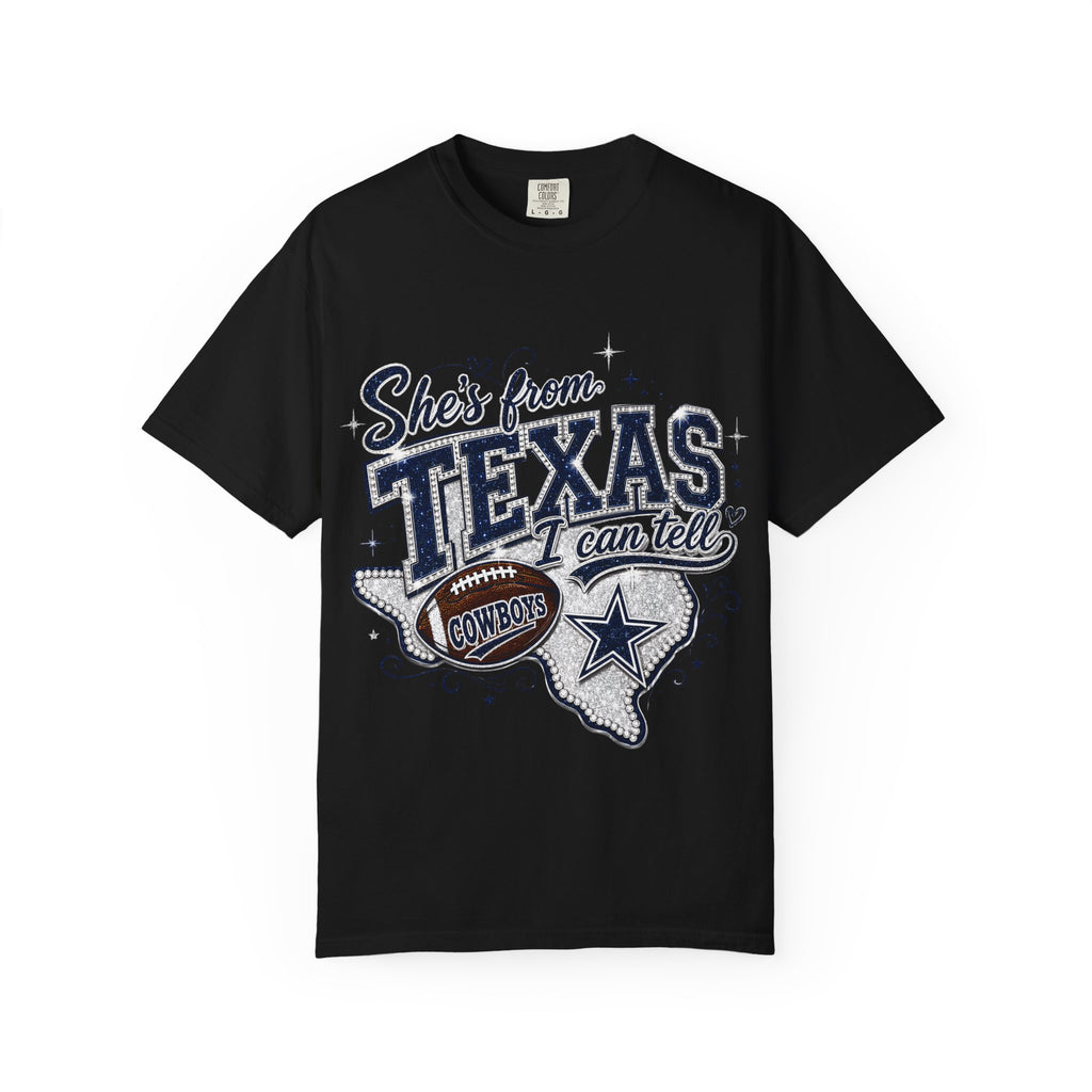 She's From Texas I Can Tell Tee — Dallas Cowboys Vintage Football Graphic T-Shirt