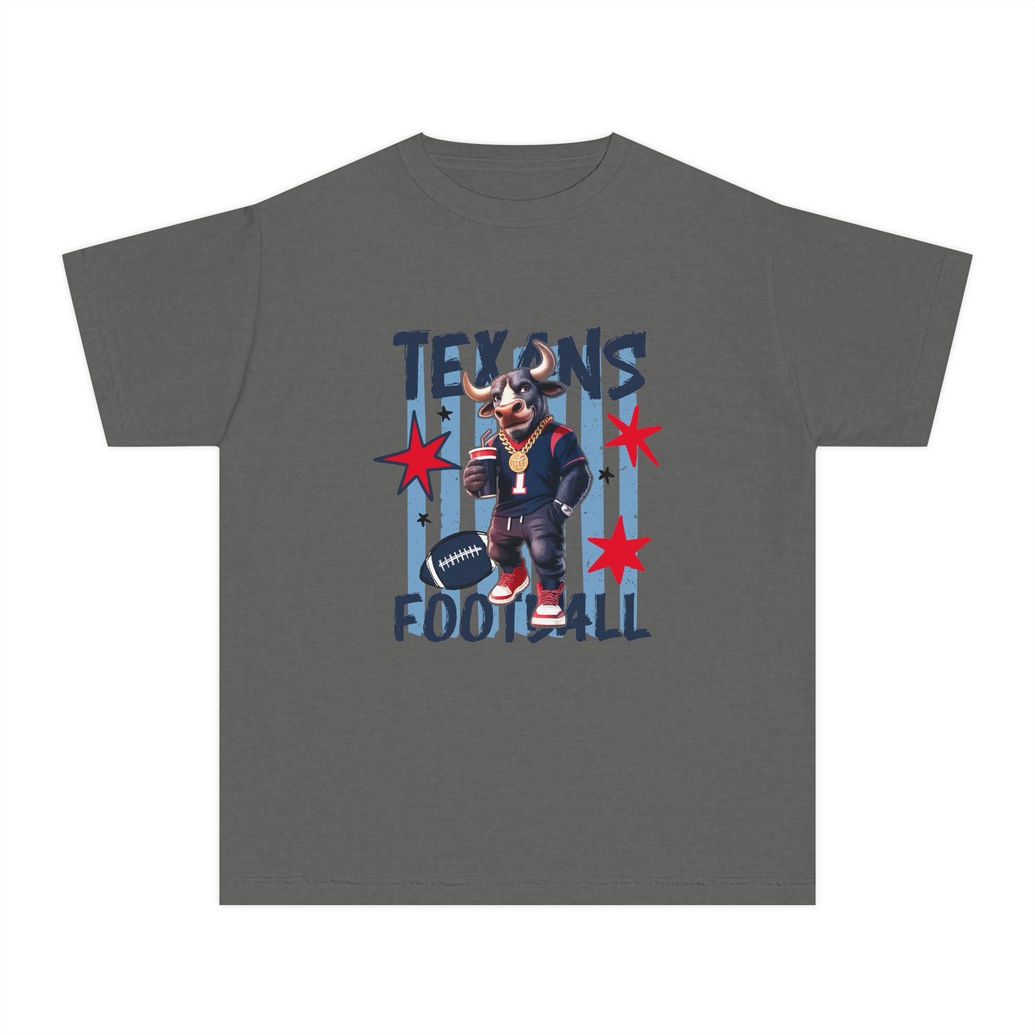 Youth Football Tee — "Texans Football" Mascot Graphic