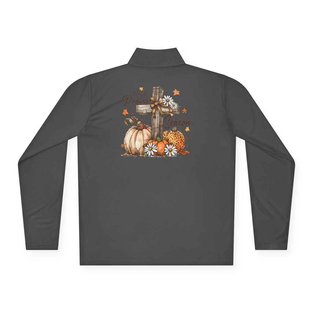 Autumn Cross & Pumpkins Quarter-Zip Pullover