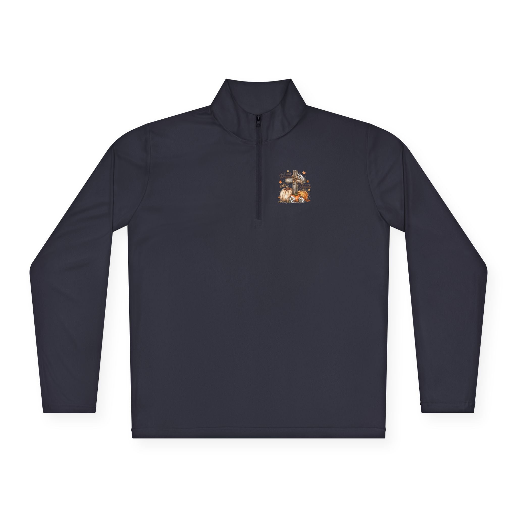 Autumn Cross & Pumpkins Quarter-Zip Pullover