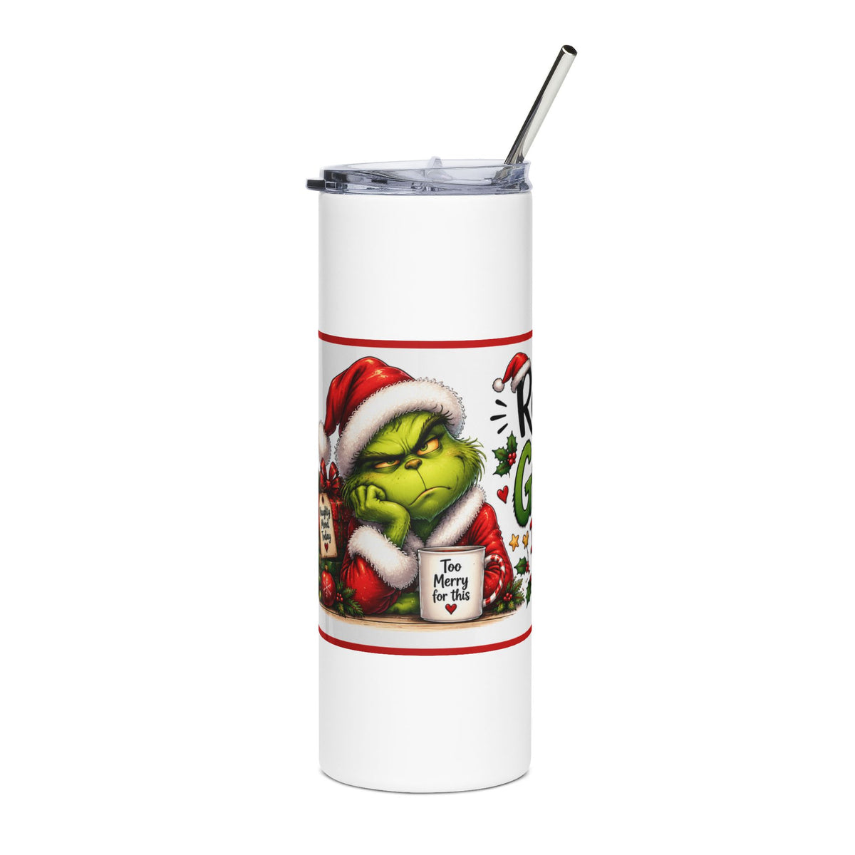 Resting Grinch Face 20oz Stainless Steel Tumbler — Christmas Travel Cup