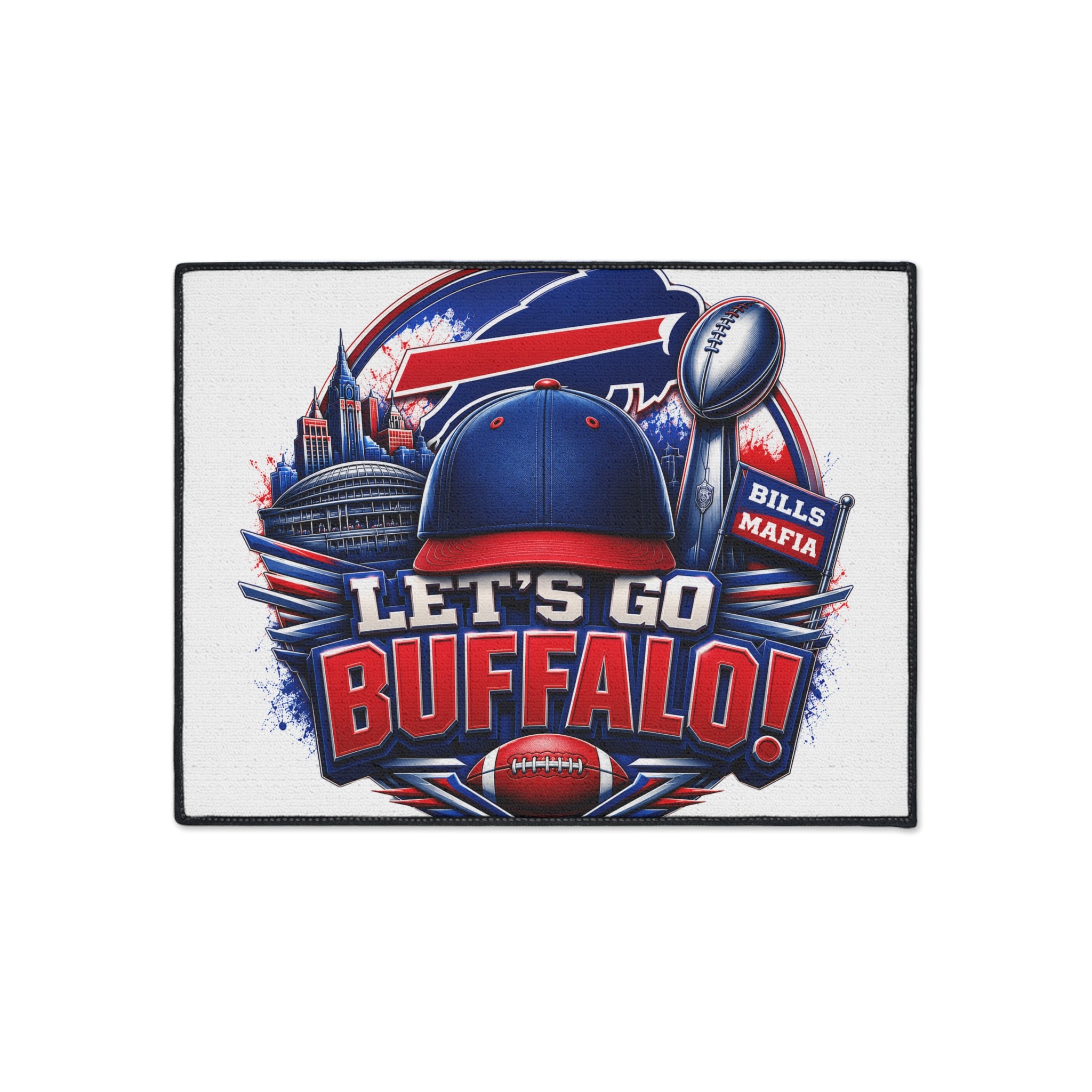 Let's Go Buffalo! Heavy-Duty Football Floor Mat